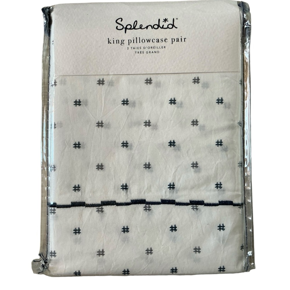 Splendid home hashtag king size pillowcases pair 100% cotton grey and black